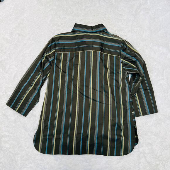 HINSON WU CHARLOTTE 3/4 SLEEVE VARIEGATED SATIN STRIPE SHIRT SIZE SMALL 1610915 - Picture 5 of 6